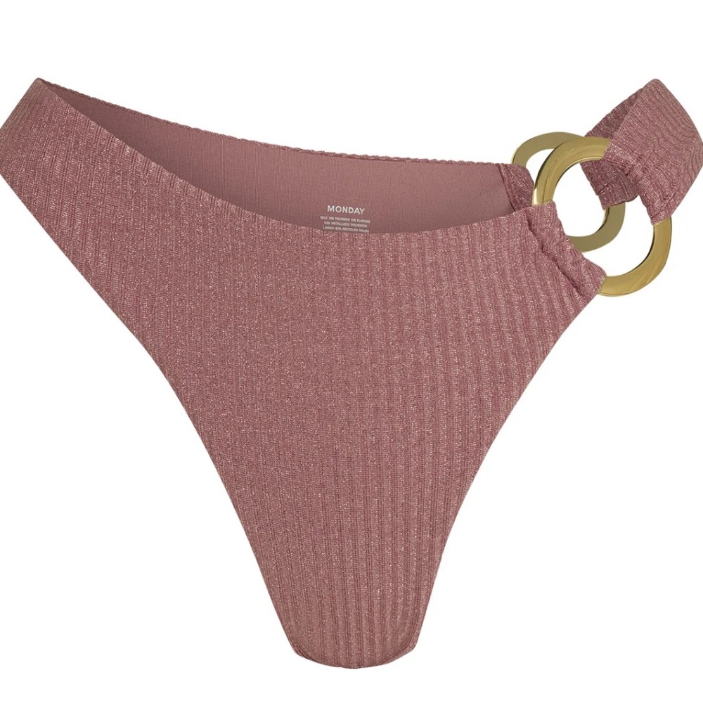 Monday Swimwear BRONTE BOTTOM - MAUVE LUREX RIB